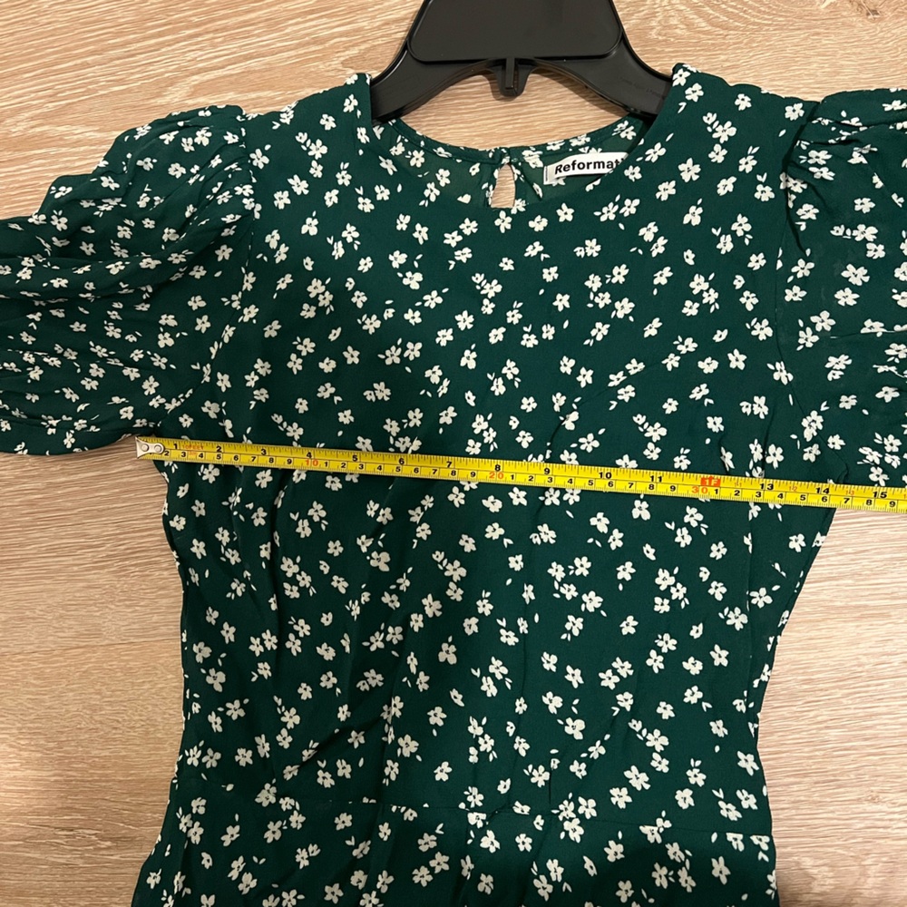 Reformation Oakley Midi Dress Green and White Floral Short Sleeve Small - Picture 14 of 14